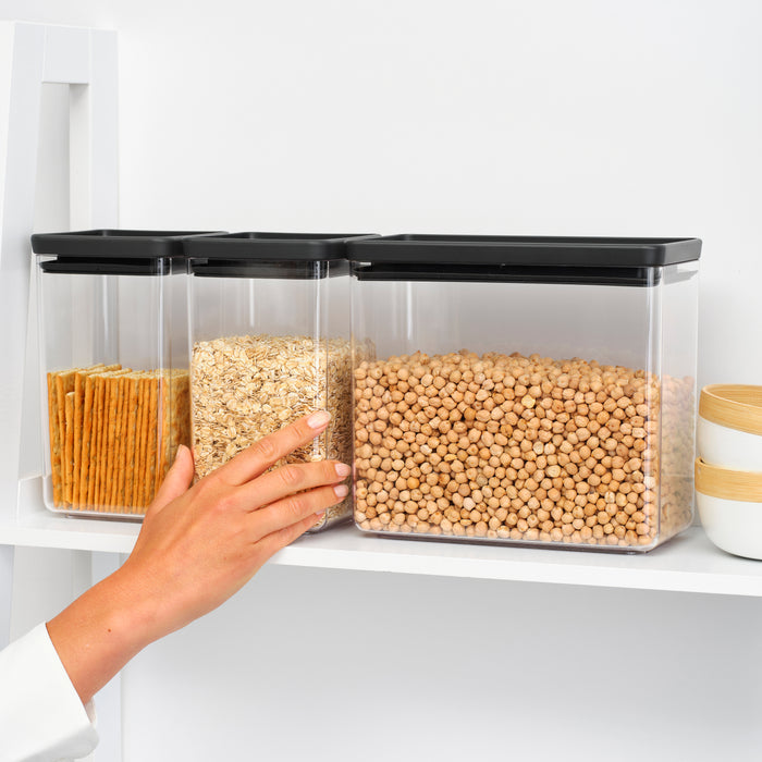 Brabantia Tasty+ Stapelbare Voorraadbus Set van 3 - 1,6 + 1,6 + 3,5 L - Dark Grey