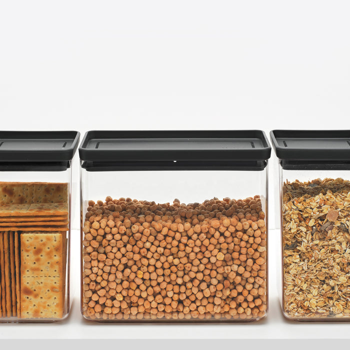 Brabantia Tasty+ Stapelbare Voorraadbus Set van 3 - 1,6 + 1,6 + 3,5 L - Dark Grey