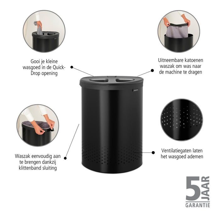 Brabantia Wasbox met Twee Vakken 55 L - Zwart