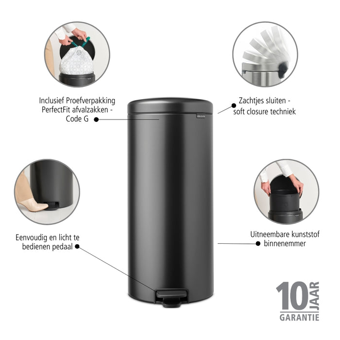 Brabantia NewIcon Pedaalemmer 30 L - Confident Grey