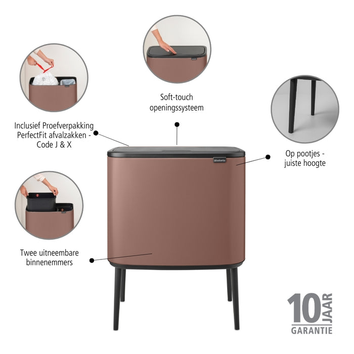 Brabantia Bo Touch Bin Afvalemmer 11 + 23 Liter - Satin Taupe