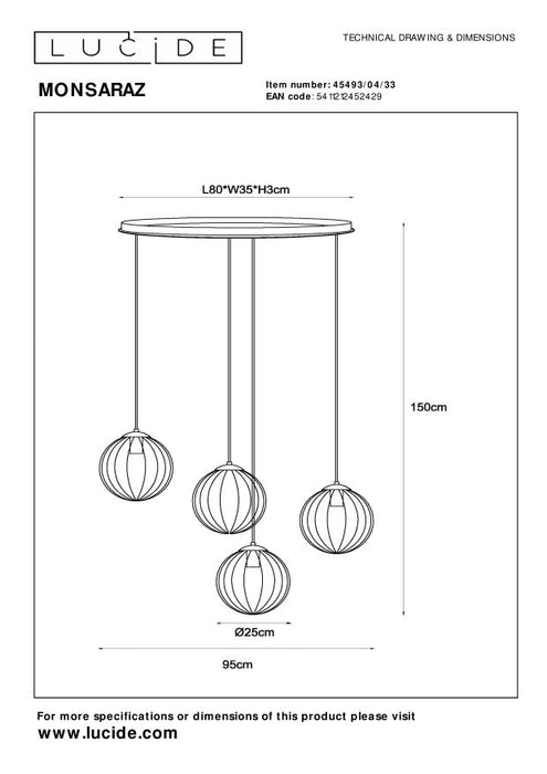 Lucide MONSARAZ Hanglamp - Groen