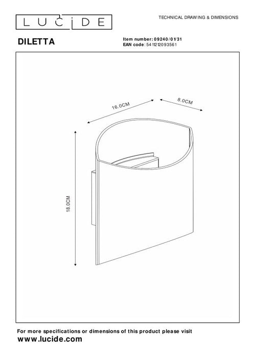 Lucide DILETTA Wandlamp - Wit