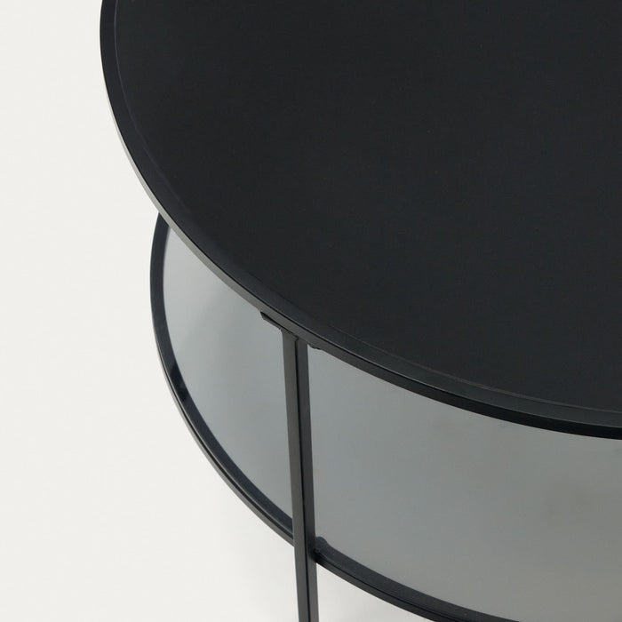 Kave Home - Gilda salontafel van gehard glas en metaal met matzwarte