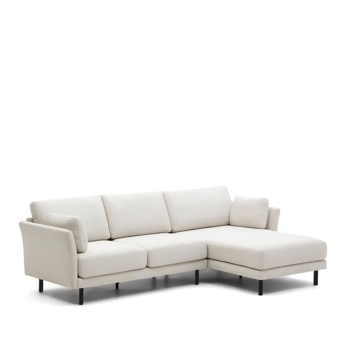 Kave Home - Gilma parel 3-zitsbank chenille met links|rechts chaise