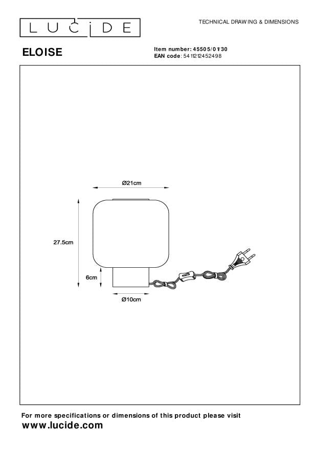 Lucide ELOISE Tafellamp - Zwart