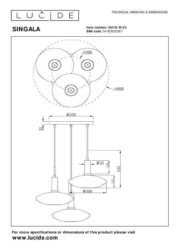 Lucide SINGALA Hanglamp - Mat Goud | Messing