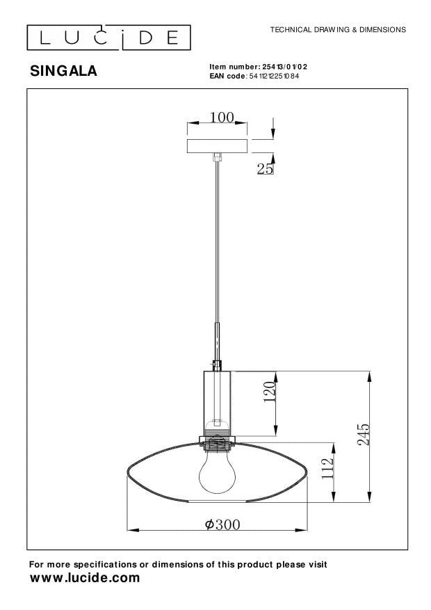 Lucide SINGALA Hanglamp - Mat Goud | Messing