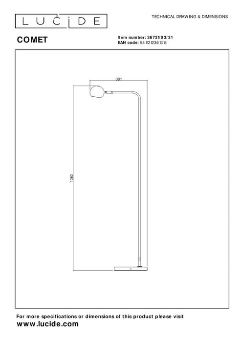 Lucide COMET Vloerlamp - Wit