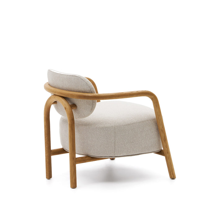 Kave Home - Beige Melqui-fauteuil in massief eikenhout met natuurlijke