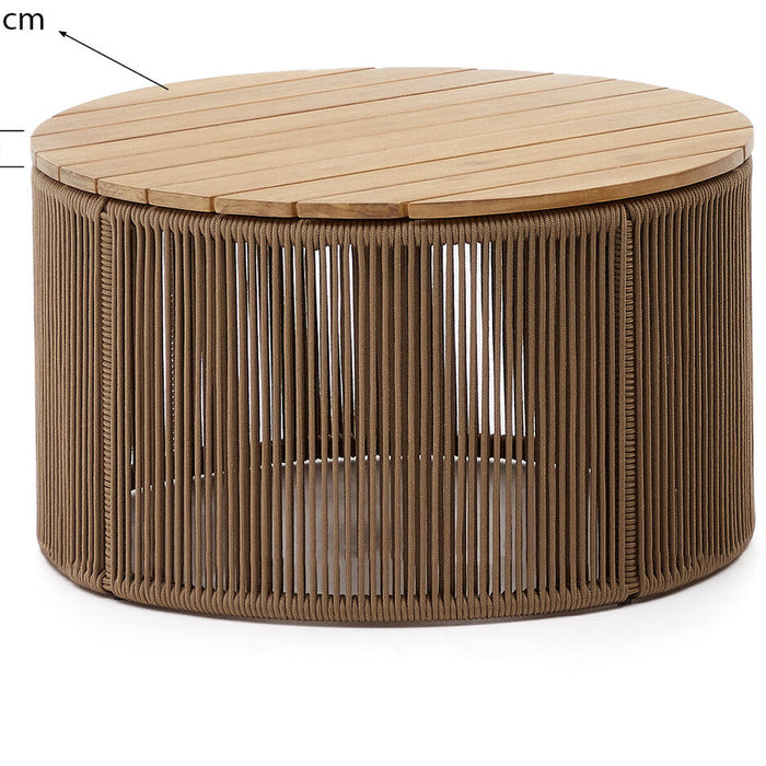 Kave Home - Salontafel Dandara van staal, beige touw en massief