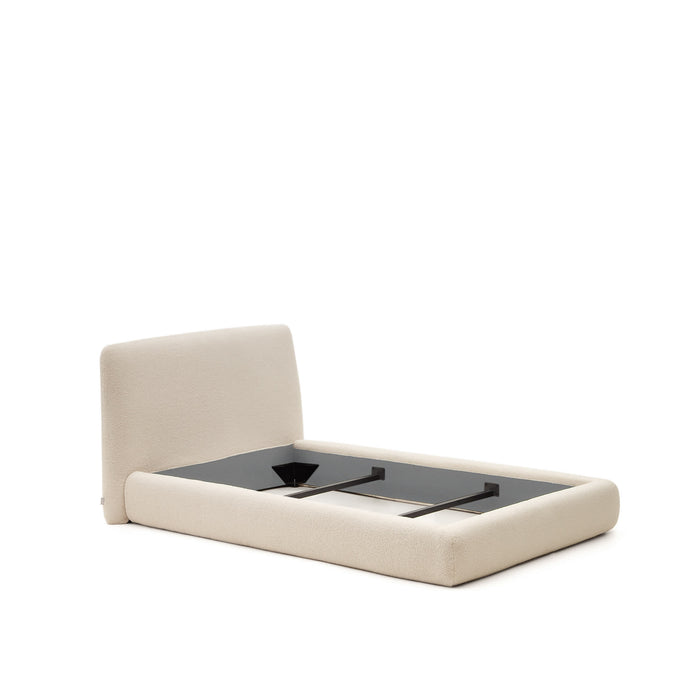 Kave Home - Martina-bed met afneembare hoes van gebroken wit bouclé