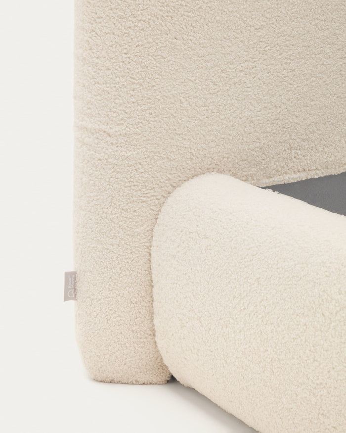 Kave Home - Martina-bed met afneembare hoes van gebroken wit bouclé