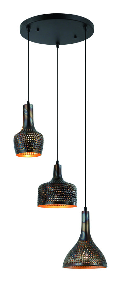 Freelight Hanglamp Fuoco Bruin Zwart 3 Lichts Ø 35cm E27 Fitting