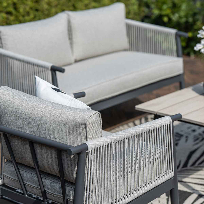 Aloha loungeset - 4-delig - carbon black - zand - light teak Vironwood