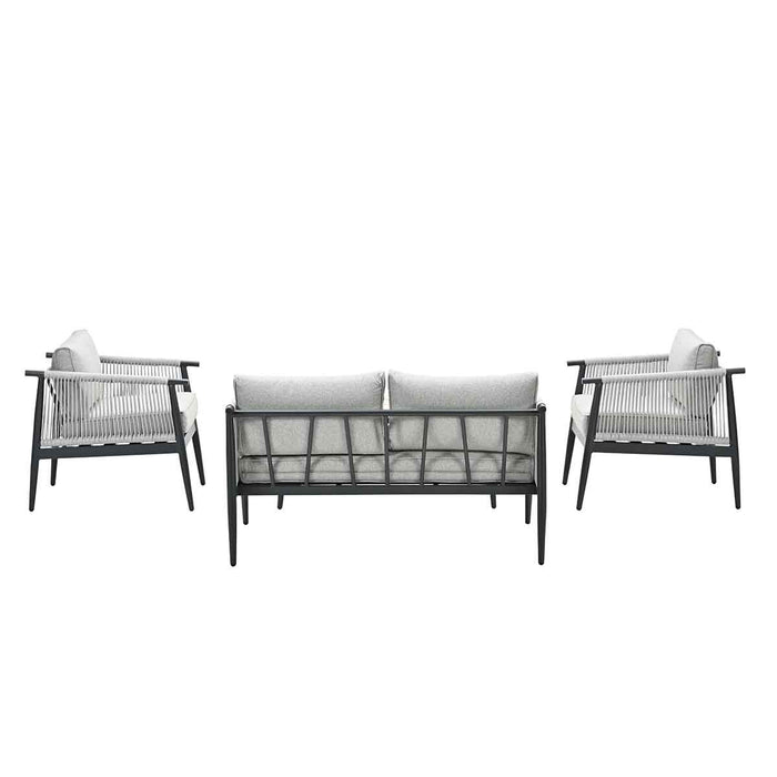 Aloha loungeset - 4-delig - carbon black - zand - light teak Vironwood