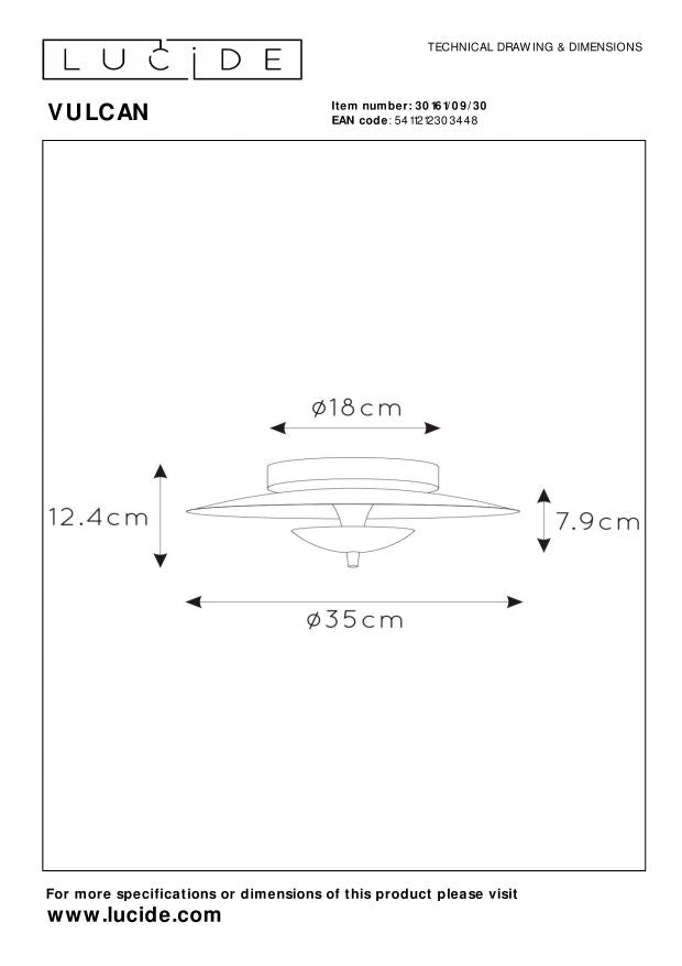 Lucide VULCAN Plafonnière - Zwart