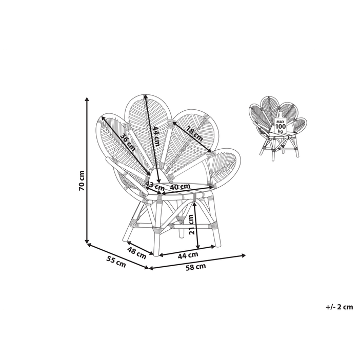 Beliani - FLORENTINE II - Kinderfauteuil - Natuurlijk - Rotan