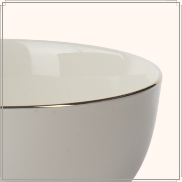 OTIX Soepkommen Set van 6 Schaaltjes Soeptassen Porselein Wit met G...