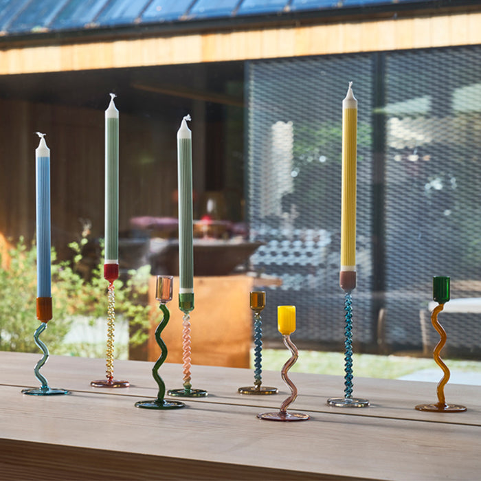 Villa Collection Styles Glazen Kandelaar Twist - Geel / Rood