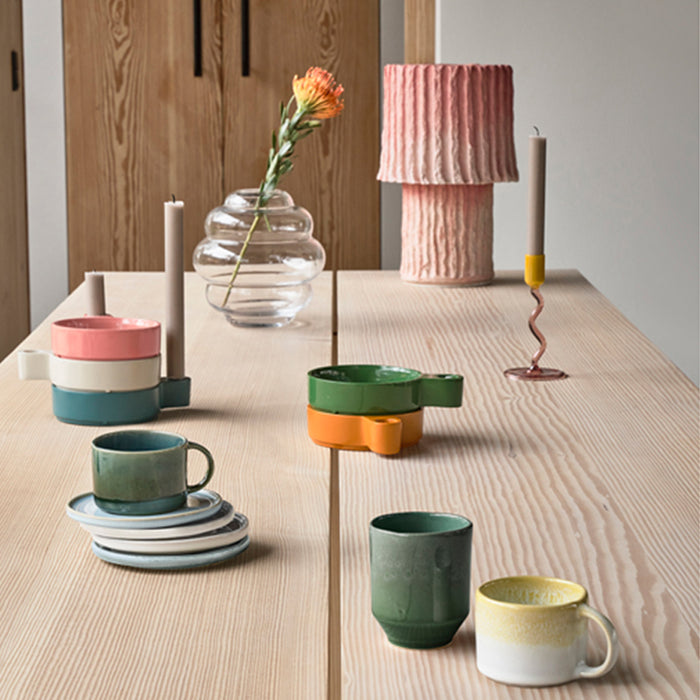 Villa Collection Styles Glazen Kandelaar Spiral - Roze / Geel