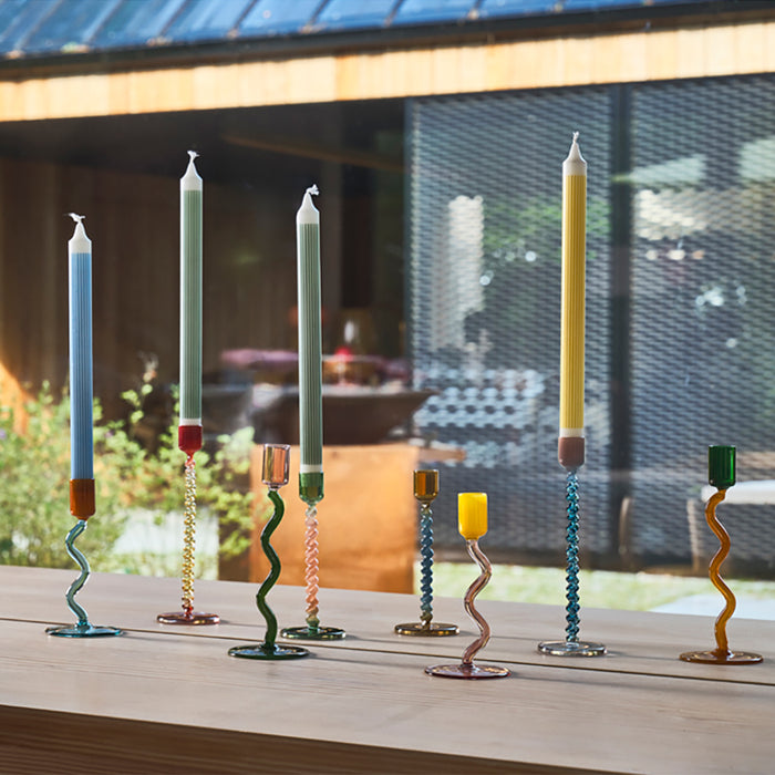 Villa Collection Styles Glazen Kandelaar Spiral - Roze / Geel