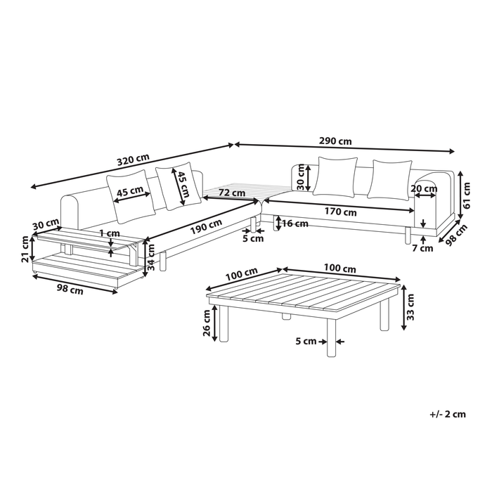 Beliani - MISSANELLO - Loungeset - Grijs - Aluminium|Polyester