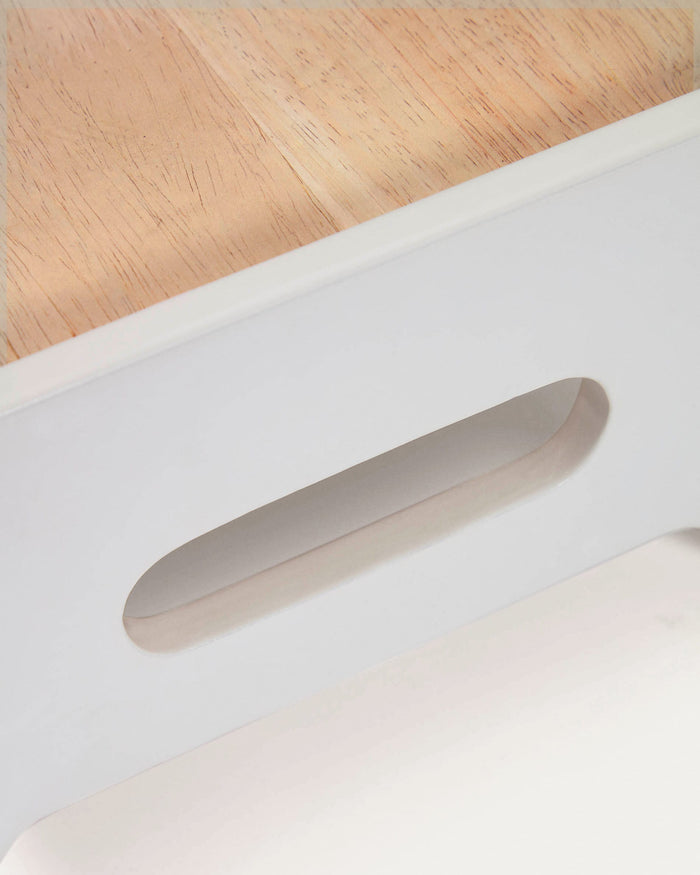 Kave Home - Cecilia kinderkruk|opstapje in massief natuurlijk en wit