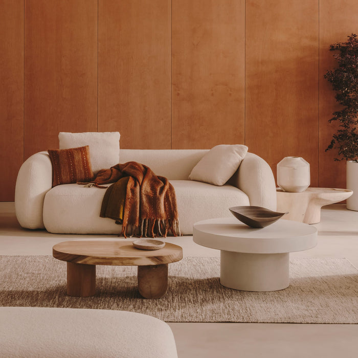 Kave Home - Aiguablava ronde salontafel in wit cement, Ø 90 cm