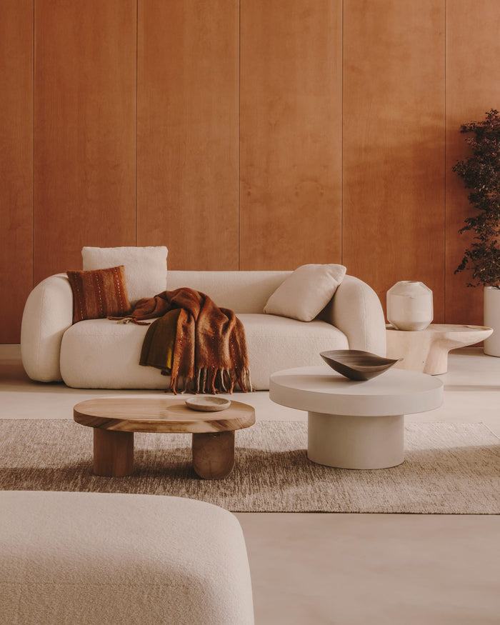 Kave Home - Aiguablava ronde salontafel in wit cement, Ø 90 cm