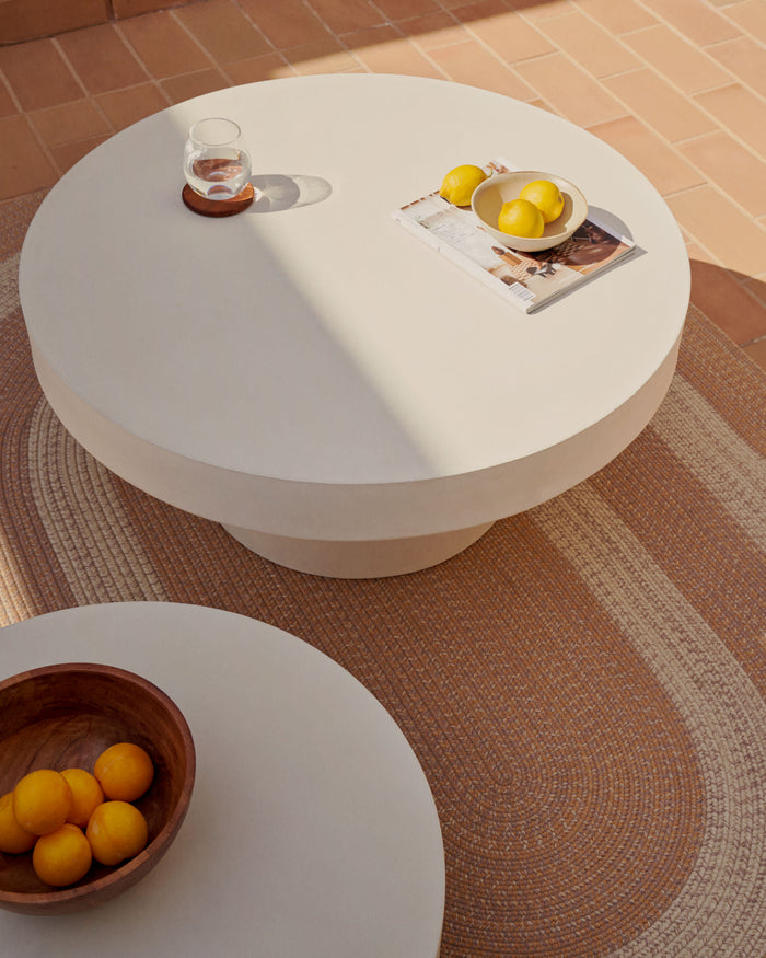 Kave Home - Aiguablava ronde salontafel in wit cement, Ø 66 cm