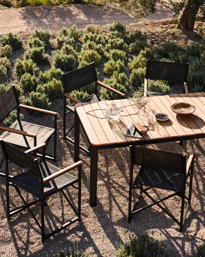 Kave Home - Bona 100% buitentafel in massief teakhout en aluminium met