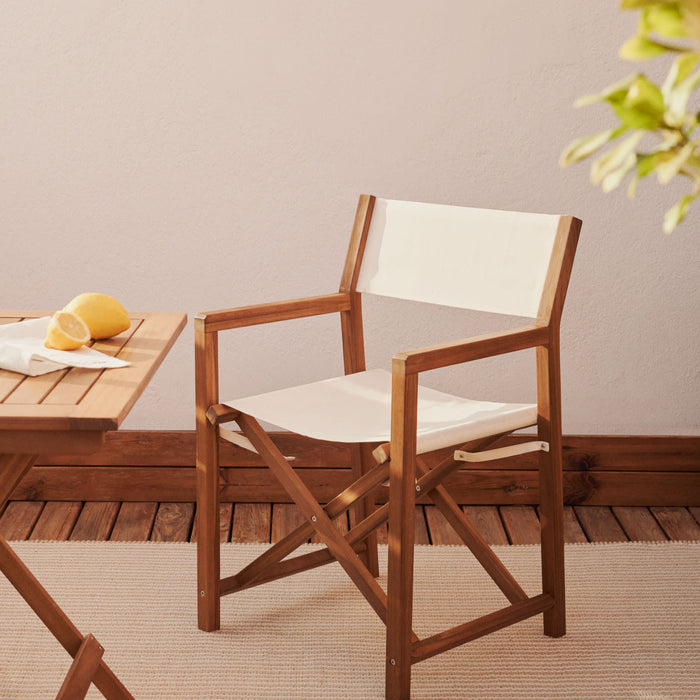 Kave Home - Thianna opvouwbare tuinstoel in beige met massief