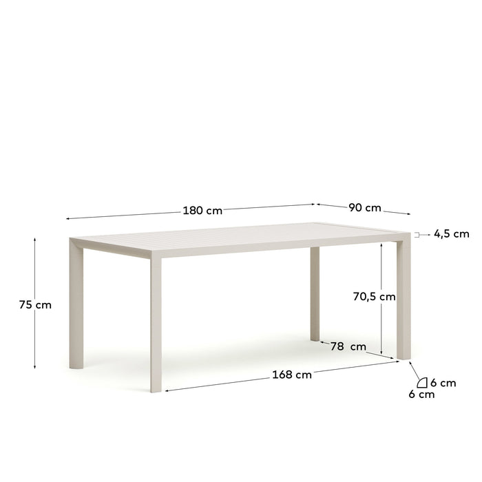 Kave Home - Culip buitentafel van aluminium met witte afwerking 180 x