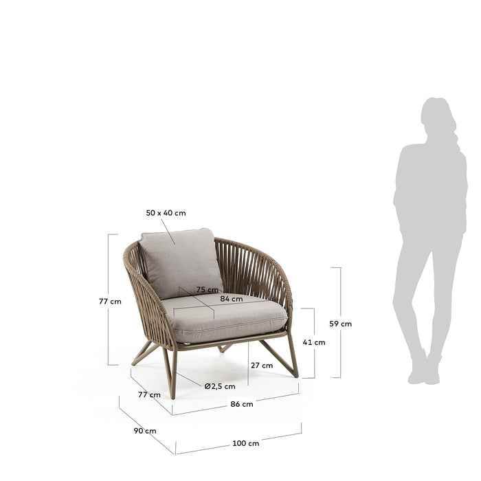 Kave Home - Branzie bruine fauteuil van touw