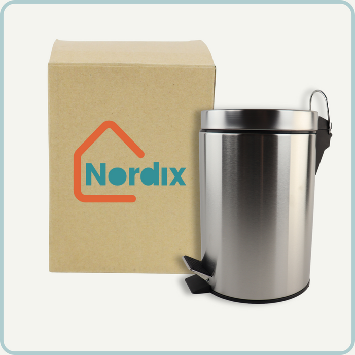 Nordix Pedaalemmer 3 liter Prullenbakje Badkamer Zilver RVS Toilet