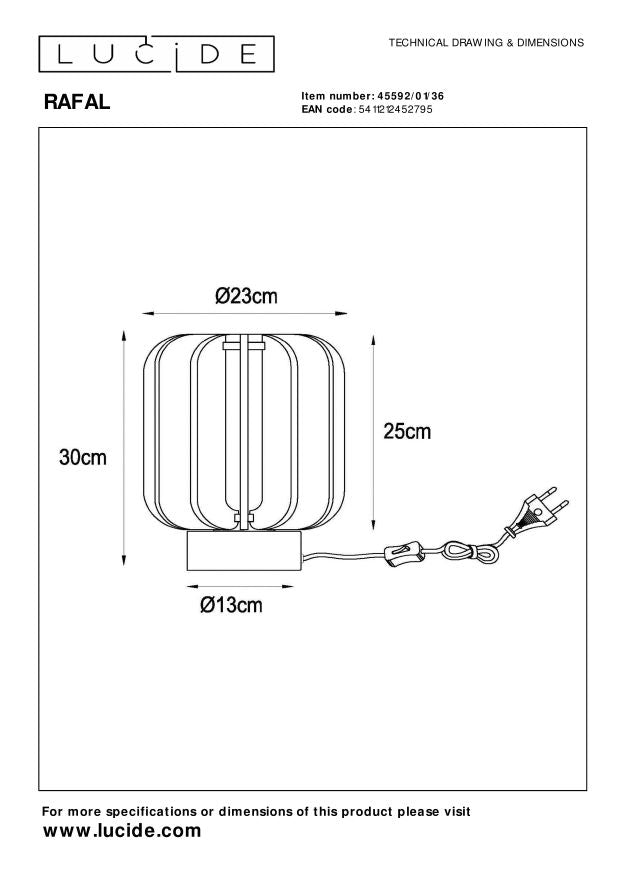 Lucide RAFAL Tafellamp - Grijs