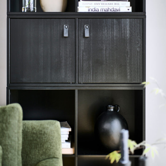 vtwonen Lower Case Modulaire Wandkast 4 Vakken - Mixed - Zwart - Incl. Onderstel