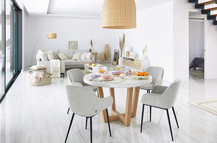 Kave Home - Fotolijst Uria in wit marmer en beige steen 23 x 18 cm