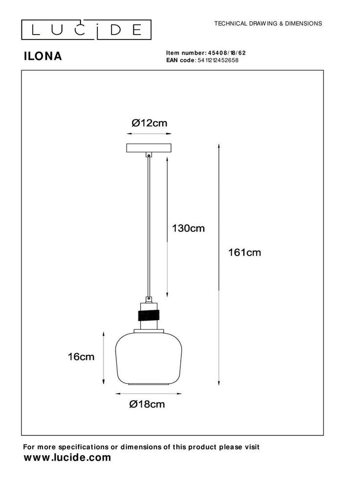 Lucide ILONA Hanglamp - Amber