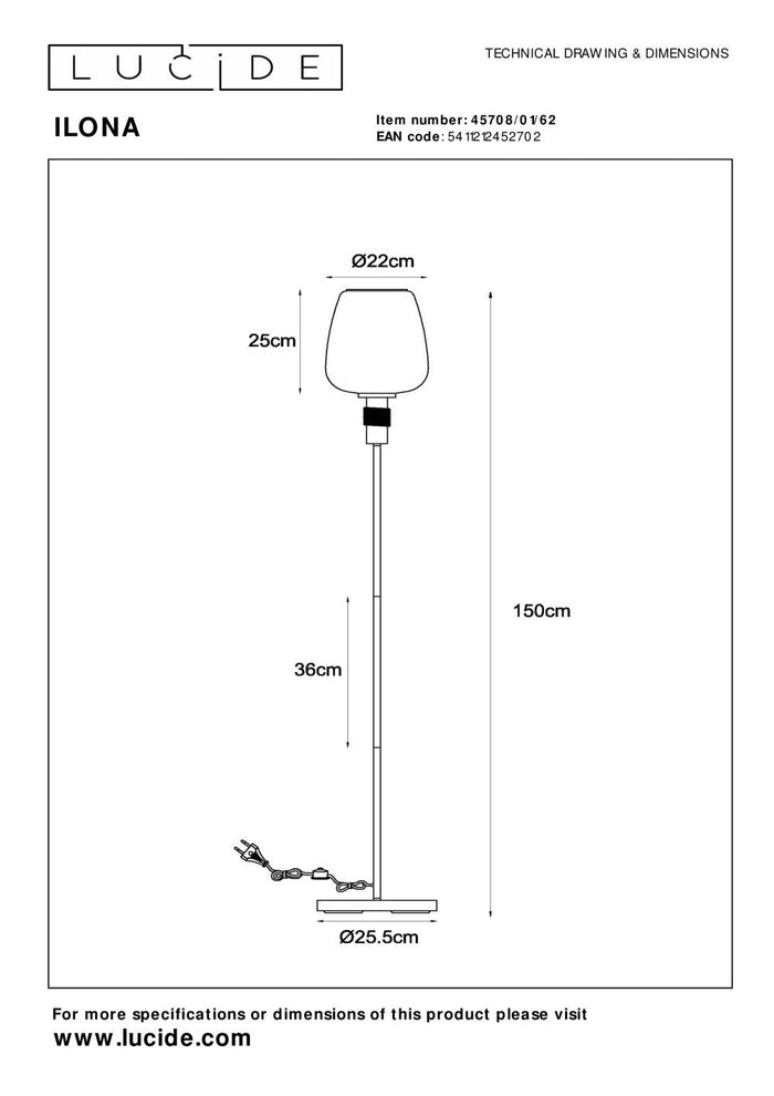 Lucide ILONA Vloerlamp - Amber