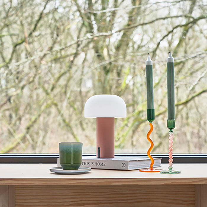 Villa Collection Styles Glazen Kandelaar Twist - Groen / Roze