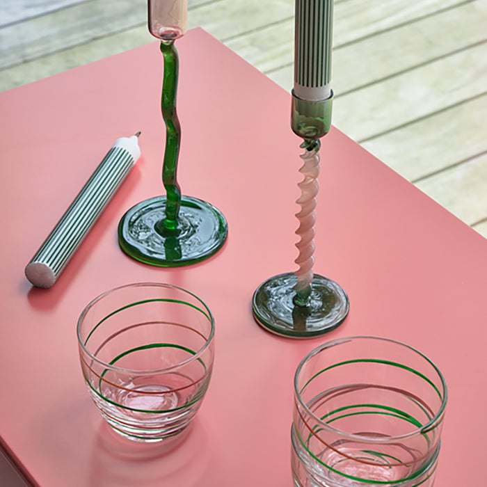 Villa Collection Styles Glazen Kandelaar Twist - Groen / Roze