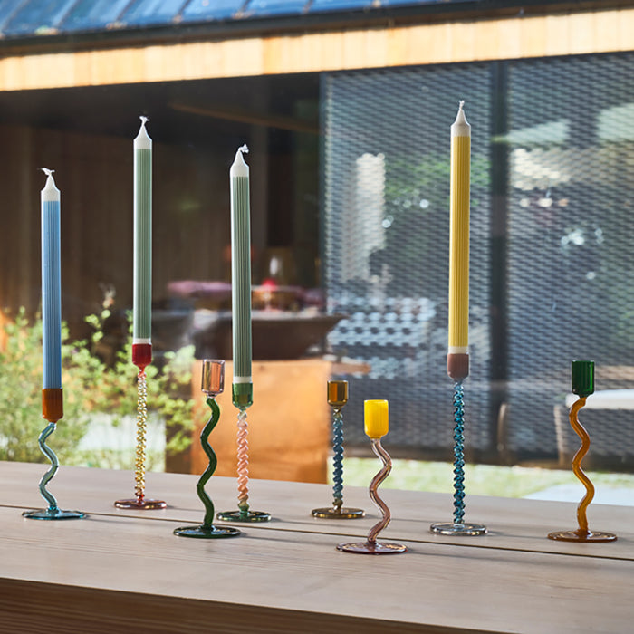 Villa Collection Styles Glazen Kandelaar Twist - Blauw / Roze