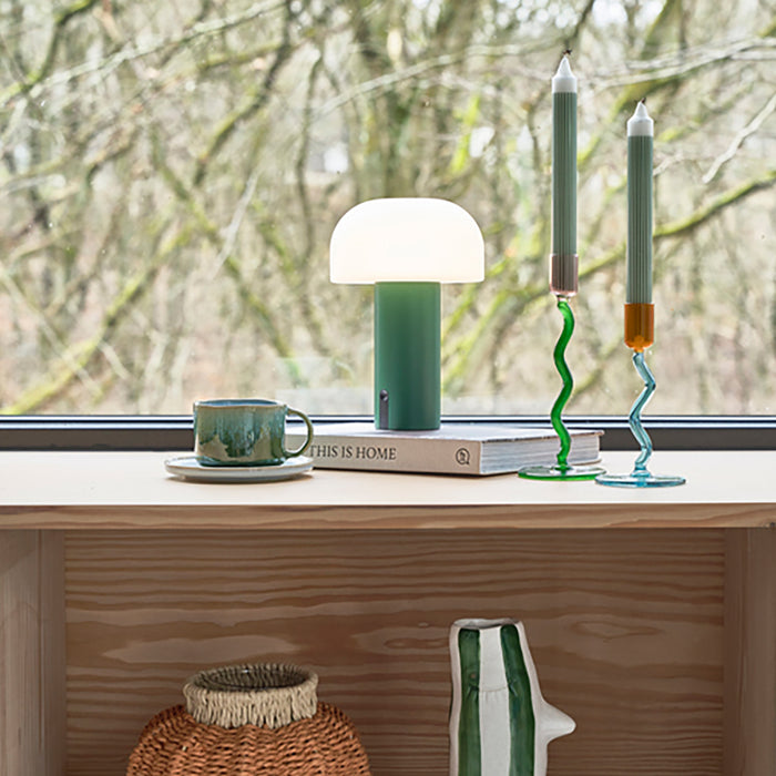 Villa Collection Styles Glazen Kandelaar Spiral - Groen / Roze