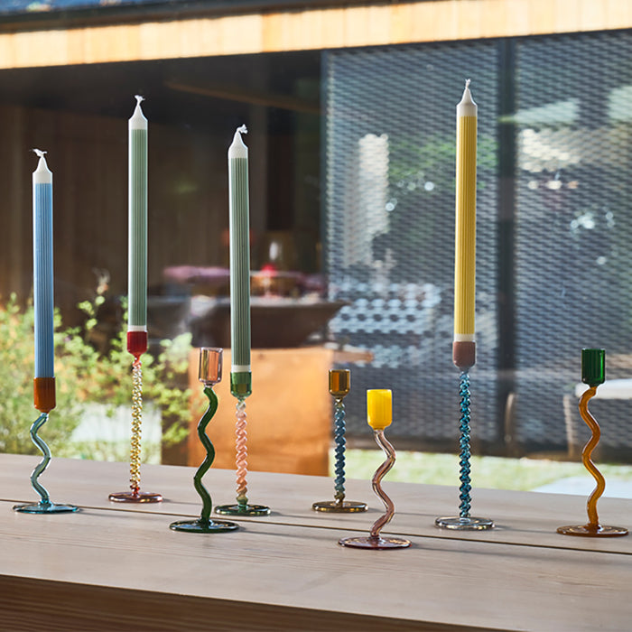 Villa Collection Styles Glazen Kandelaar Spiral - Groen / Roze