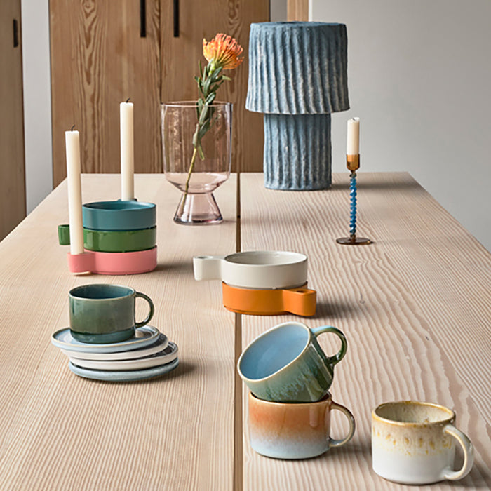 Villa Collection Styles Glazen Kandelaar Twist - Blauw / Oranje