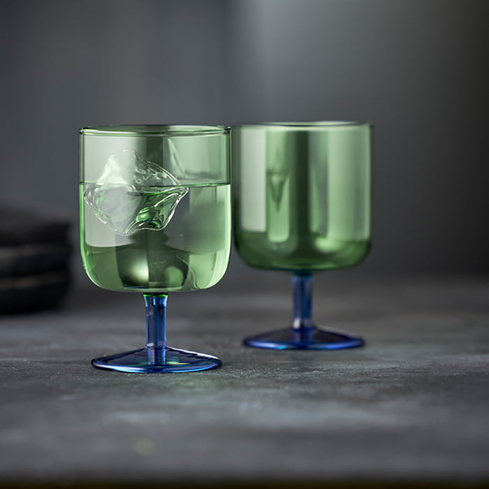 Lyngby Torino Wijnglazen 2st. - Groen / Blauw