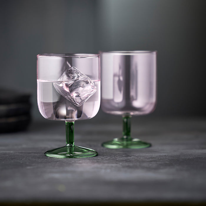 Lyngby Torino Wijnglazen 2st. - Roze / Groen
