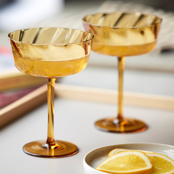 Lyngby Vienna Champagneglazen 4st. - Amber